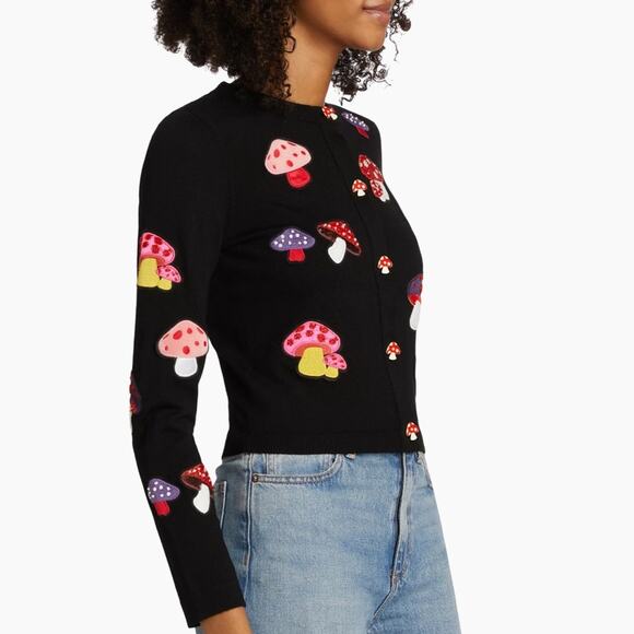 Alice + Olivia Ruthy Mushroom Wool-Blend Cardigan L - Picture 6 of 14